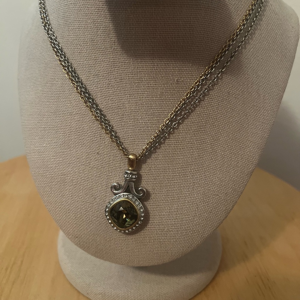Brighton Lion's Eye Crystal Two Tone Multi Chain Necklace